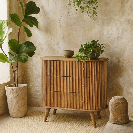 Lecco Natural Mango Wood Chest of Drawers