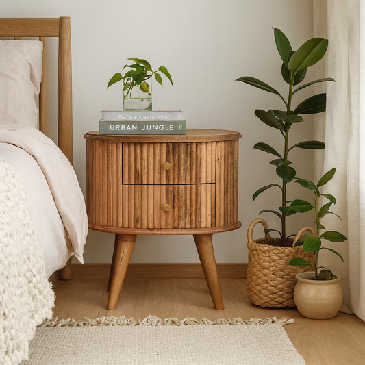 Lecco Natural Mango Wood Nordic Bedside Table