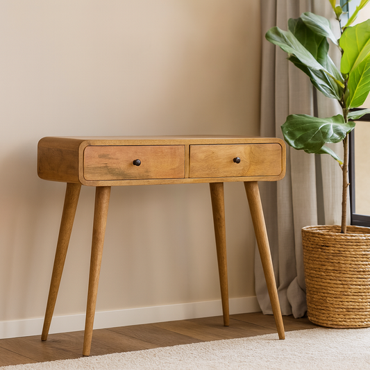 Rimini Mango Wood Curved Hallway Console Table