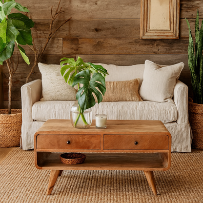 Ribeauville Curve Oak Mango Wood TV Media Unit