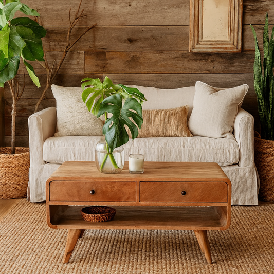 Ribeauville Curve Oak Mango Wood TV Media Unit