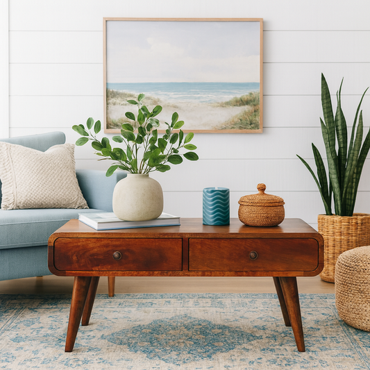 Ribeauville Chestnut Mango Wood Coffee Table 2 Drawers