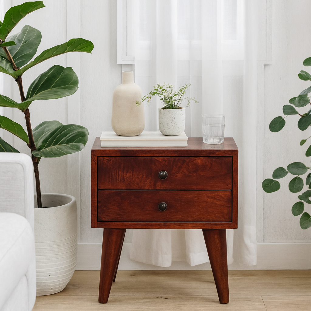 Olbia Small Chestnut Mango Wood Rustic Bedside Table
