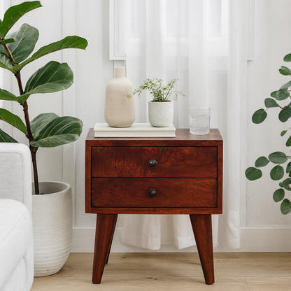 Olbia Small Chestnut Mango Wood Rustic Bedside Table