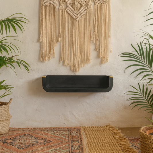 Dinan Black Mango Wood Floating Console Table
