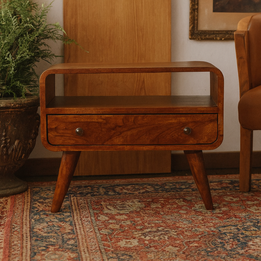 Olbia Small Chestnut Mango Wood Curved TV Media Unit
