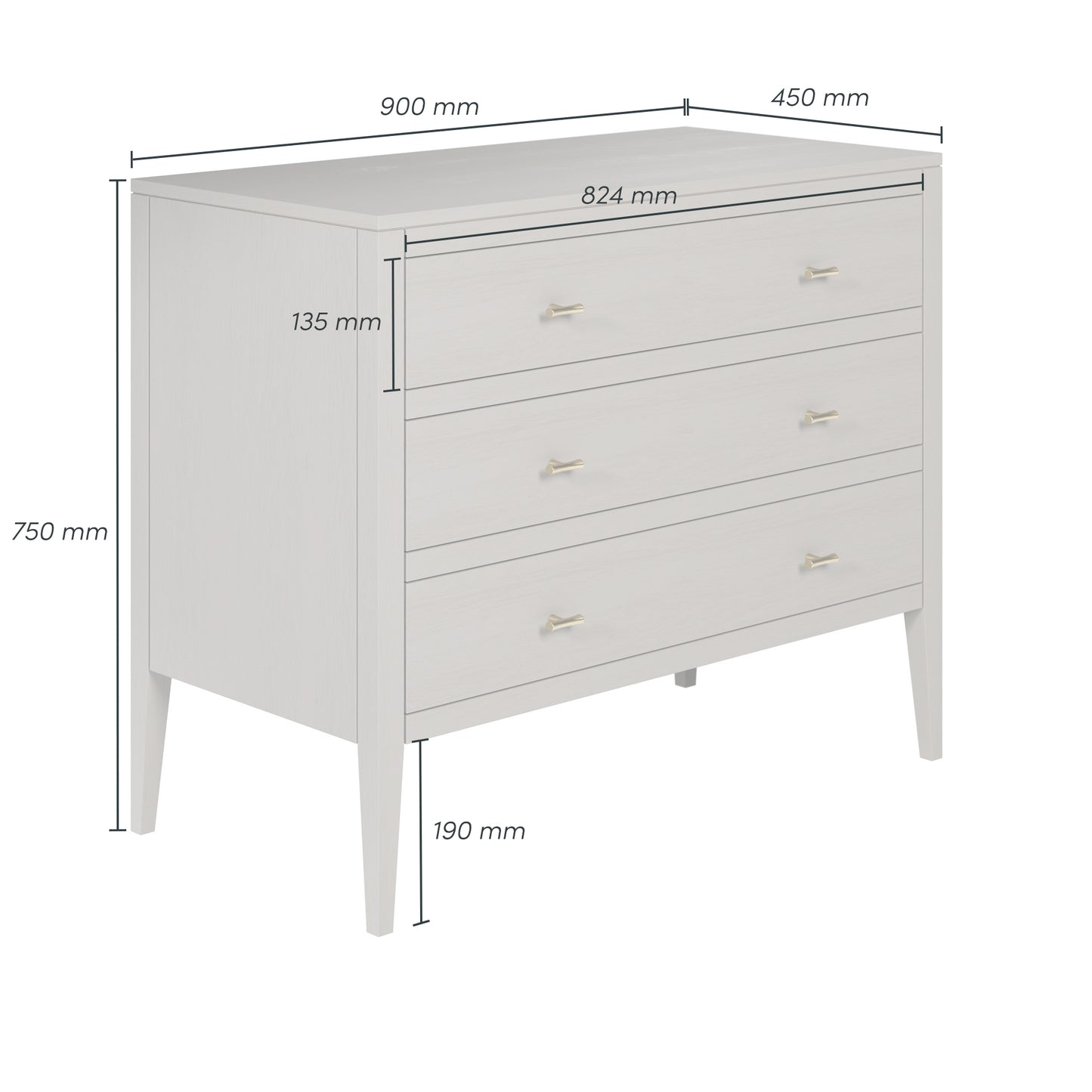 Salvador Mist Grey Wood Grain 3 Drawer Chest