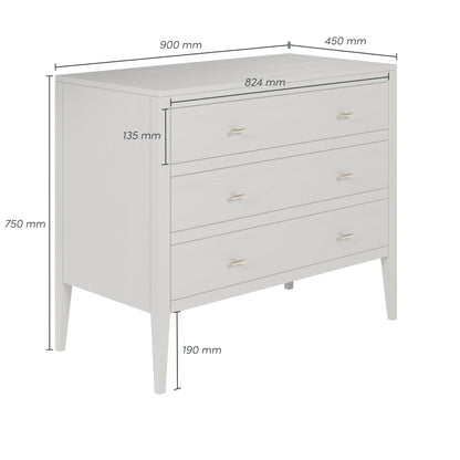 Salvador Mist Grey Wood Grain 3 Drawer Chest