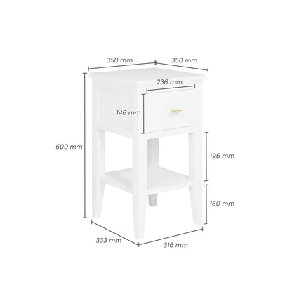Parnaíba White Wood Grain 1 Drawer Bedside Table