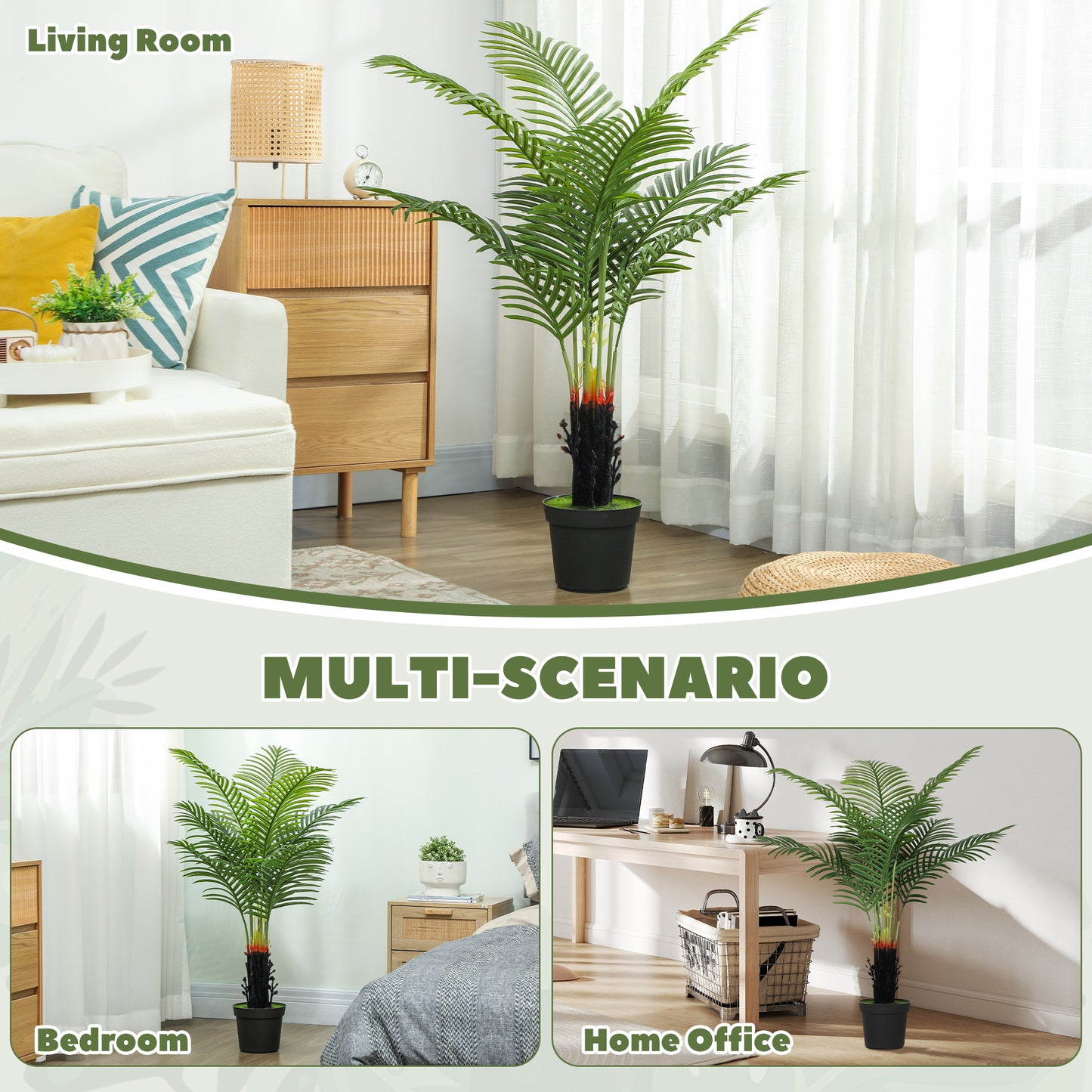Sule Artificial Areca Palm With Compact Leaf Form In Pot H8 120cm Green