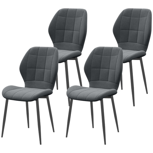 Mavamo Fabric Dark Grey Relaxed Tub Dining Chairs Set Of 4 With Soft Upholstery