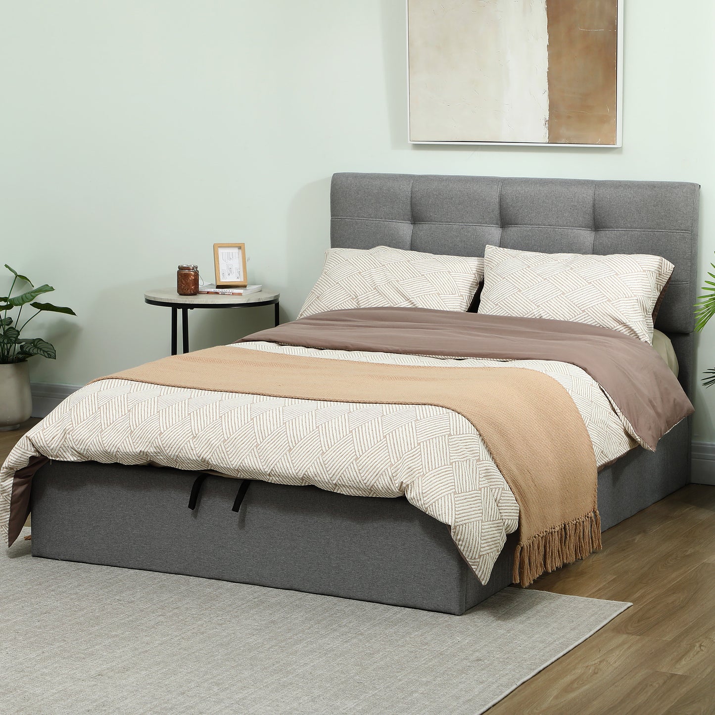 Sutto 4FT6 Double Ottoman Bed with Gas Lift Storage Grey