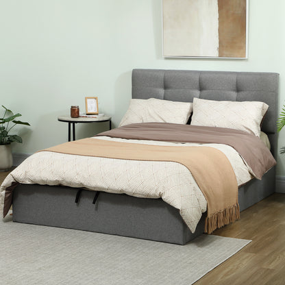 Sutto 4FT6 Double Ottoman Bed with Gas Lift Storage Grey