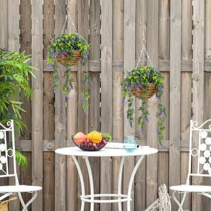 Nodimo Set Of 2 Artificial Lavender Hanging Baskets With Silk Finish