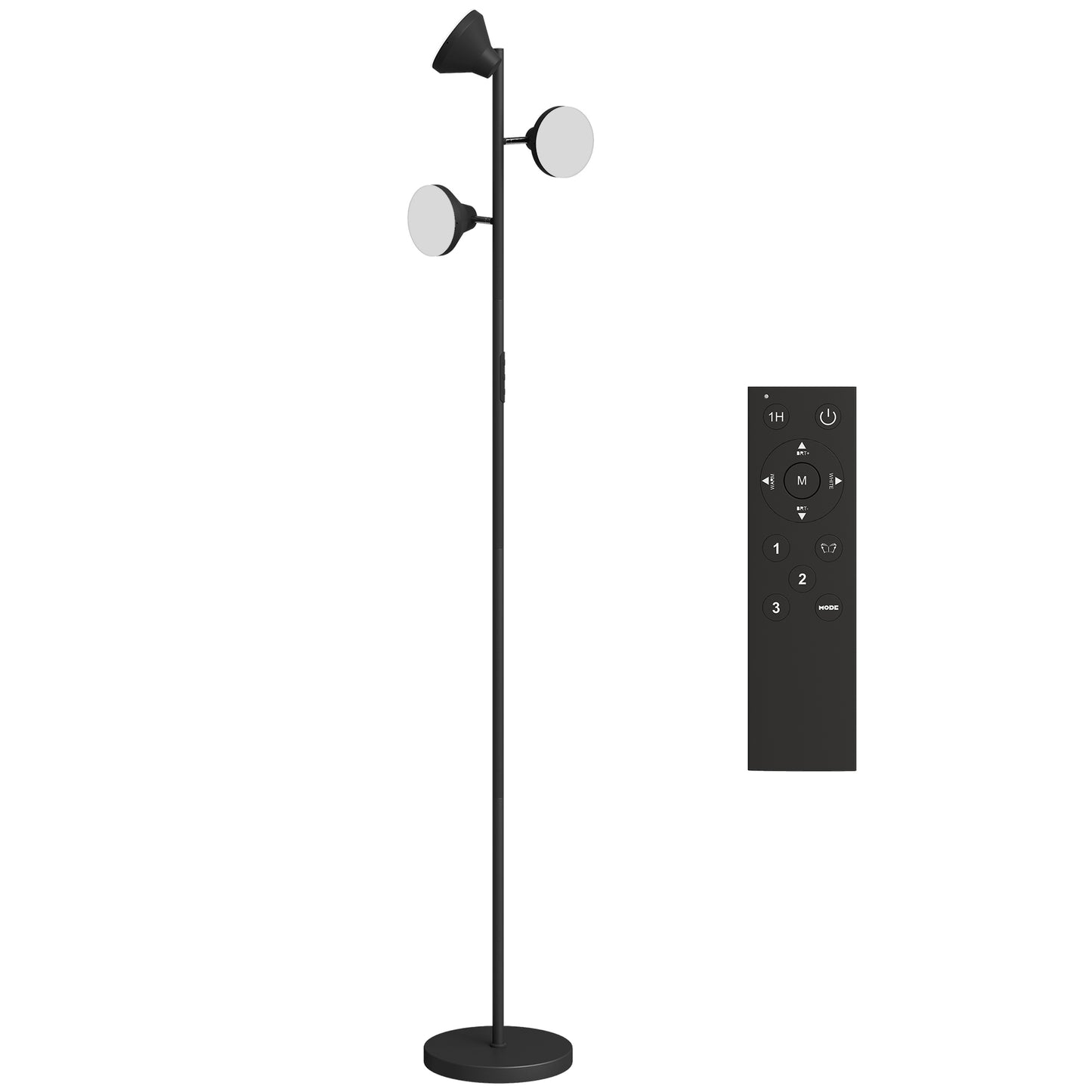 Neso Metal Black 3 Lamp Adjustable Floor Light With Directional Heads