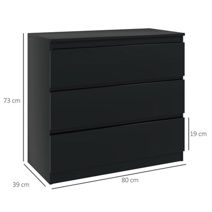 Rakami Wooden Black 3 Drawer Storage Chest