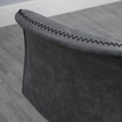 Moretta Faux Leather Dark Grey Bar Stools Set Of 2 With Backrest And Integrated Footrest