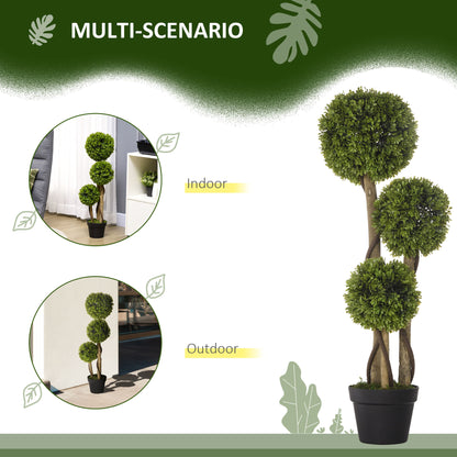 Sasafa Tane Set Of 2 Light Green Artificial Boxwood Ball Topiary Trees In Pots H8 90cm
