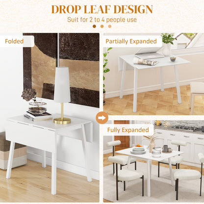 Hopato Solid Wood White Folding Drop Leaf Dining Table Seating 2 To 4