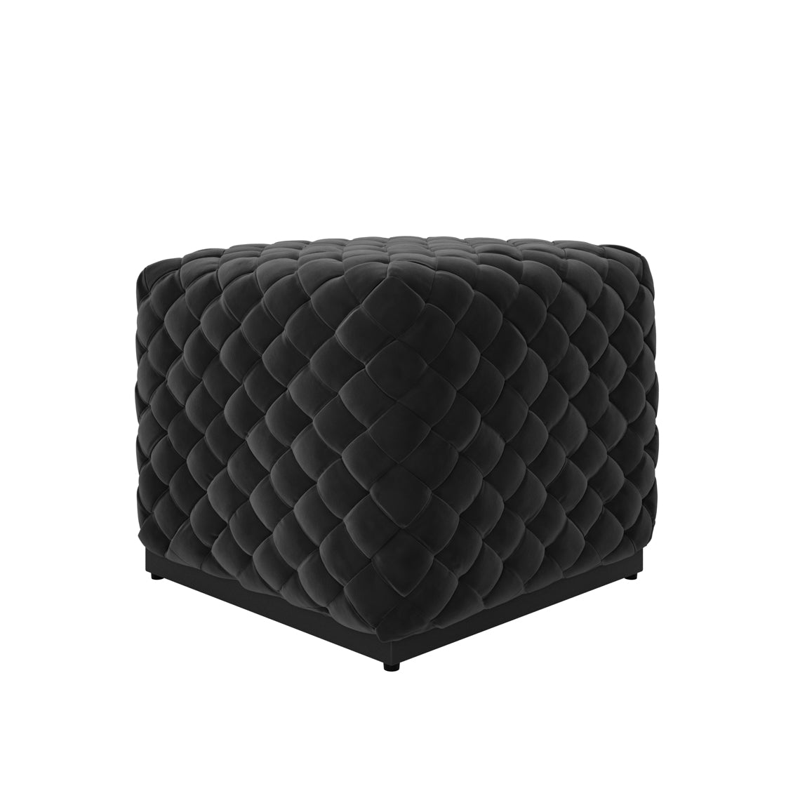 Parker Small Black Diamond Tufted Square Pouffe