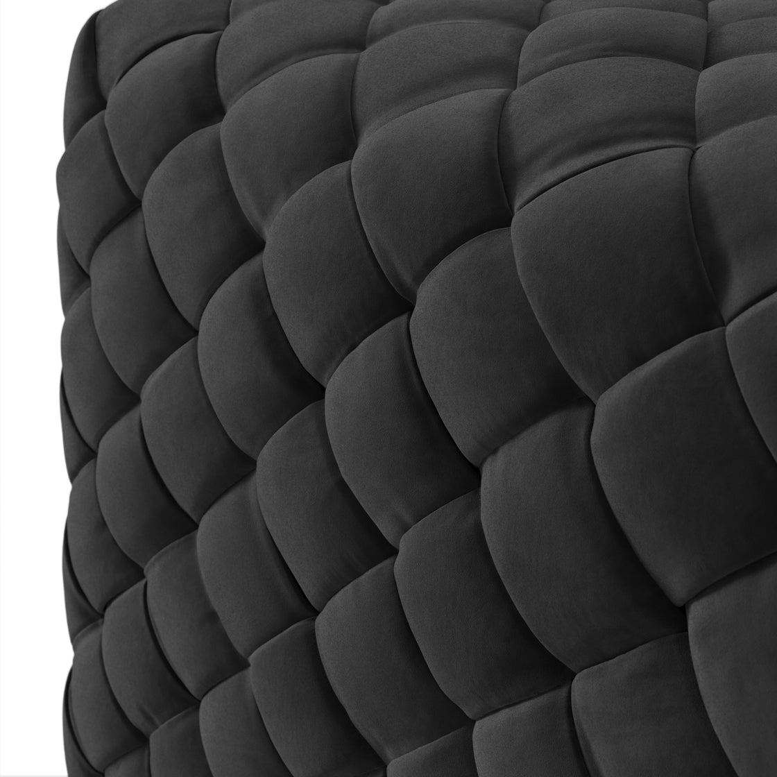 Parker Small Black Diamond Tufted Square Pouffe