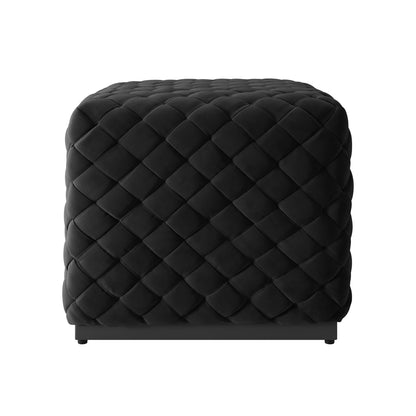 Parker Small Black Diamond Tufted Square Pouffe
