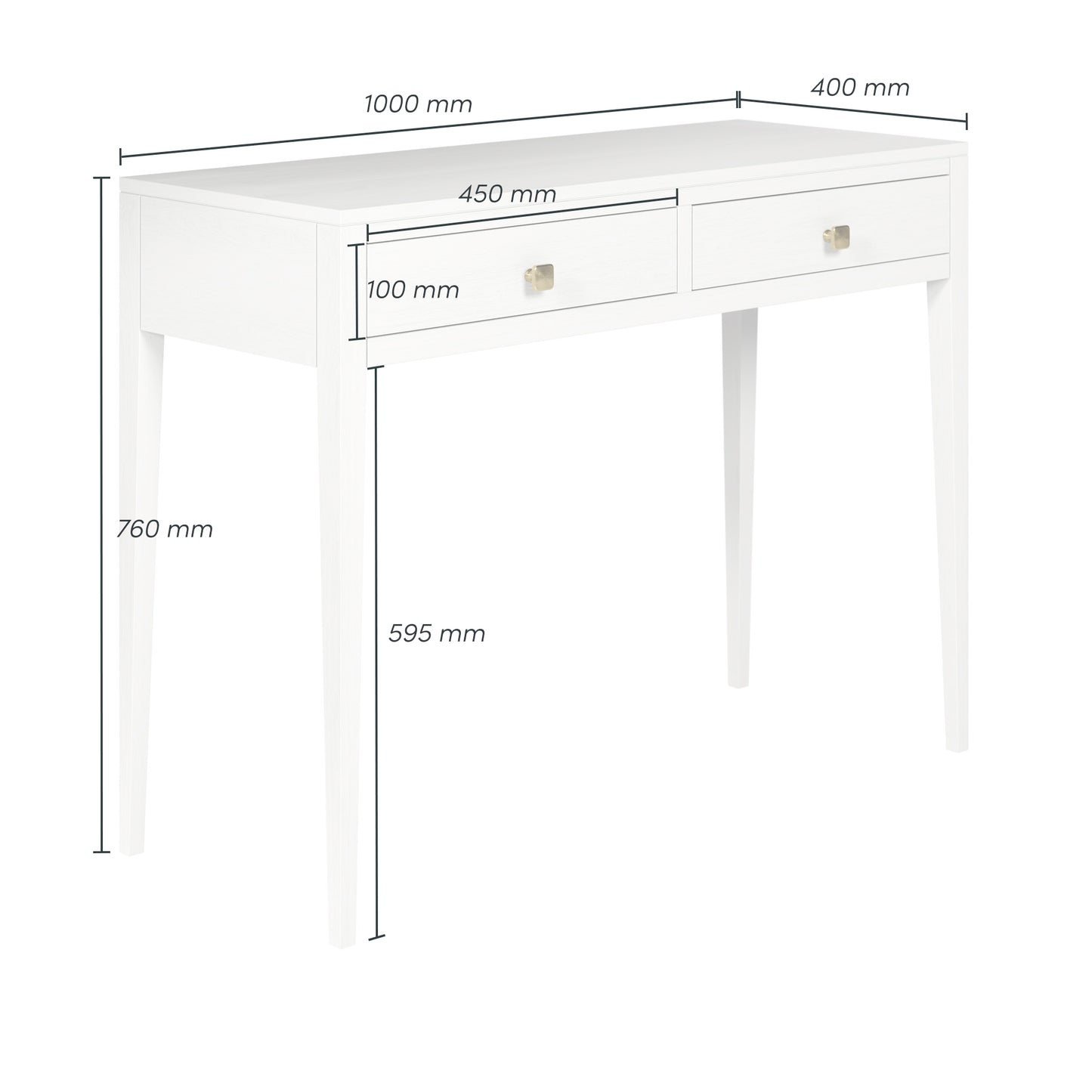 De Gaulle White Wood Grain Two Drawer Desk