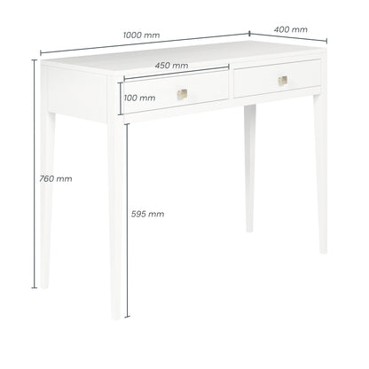 De Gaulle White Wood Grain Two Drawer Desk