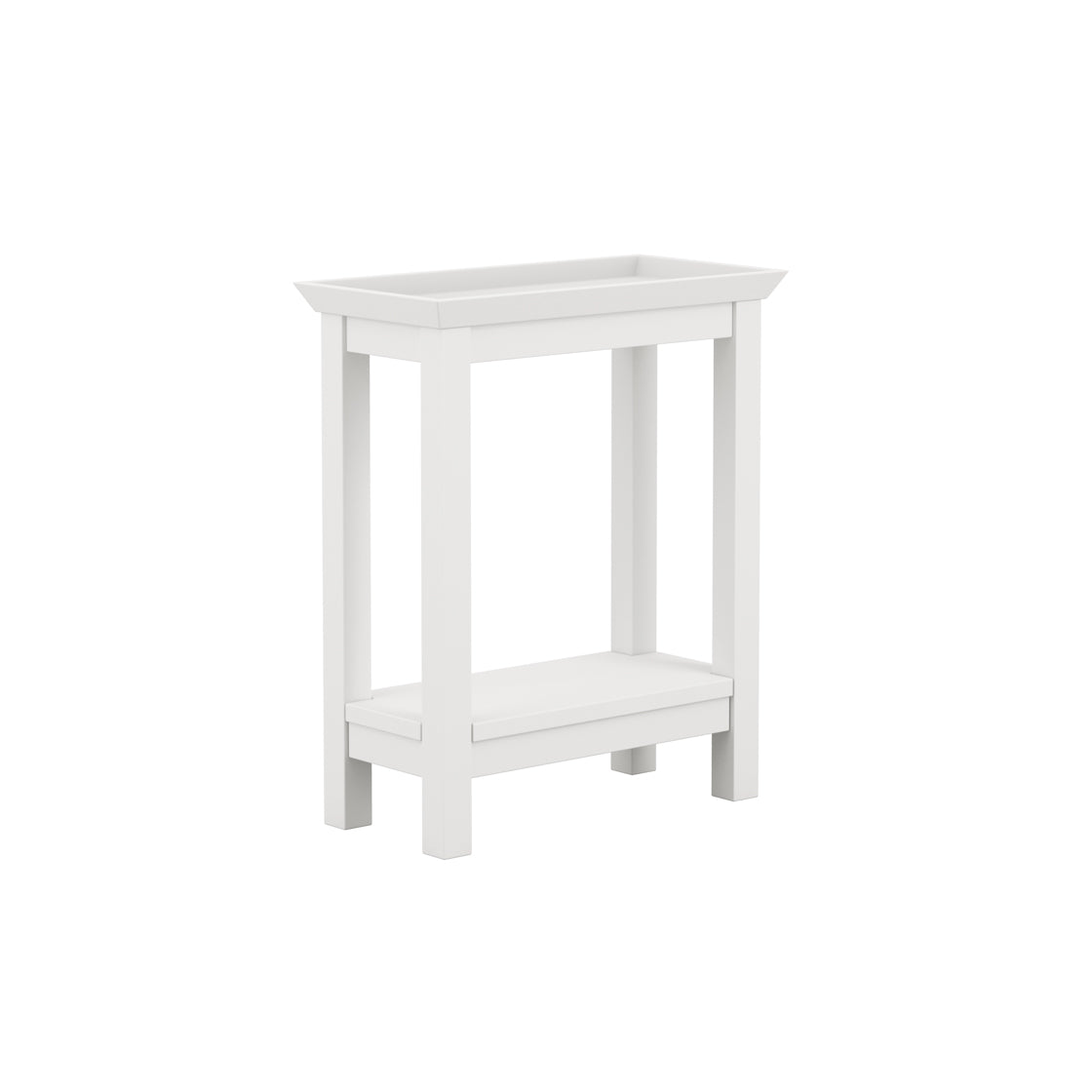Enroute White Wooden Side Table Bottom Shelf