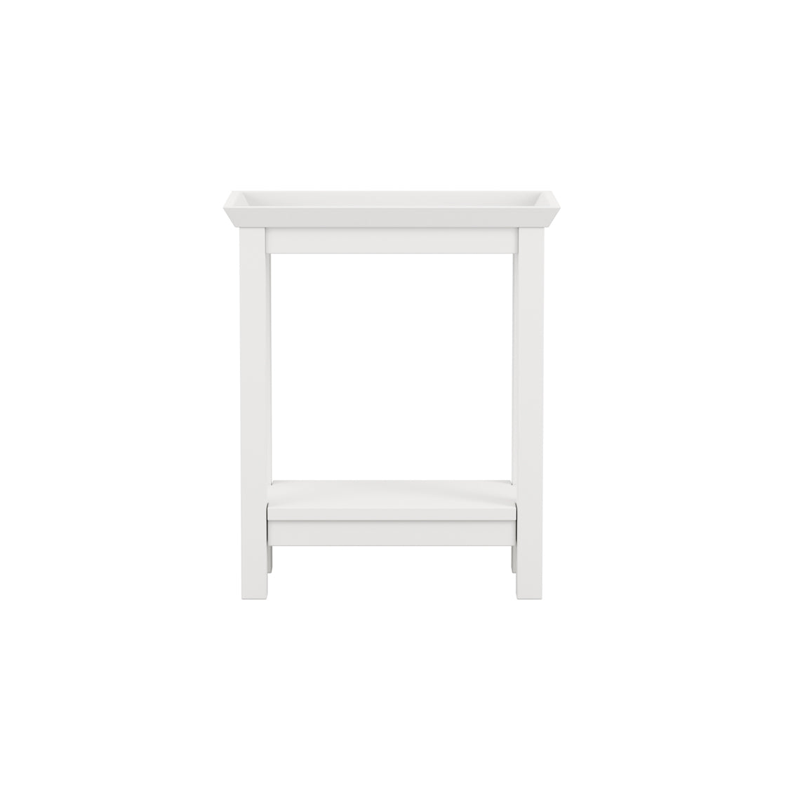 Enroute White Wooden Side Table Bottom Shelf