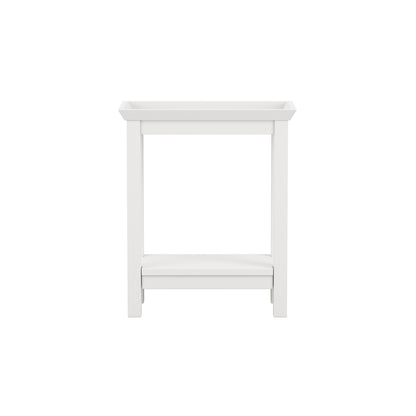 Enroute White Wooden Side Table Bottom Shelf