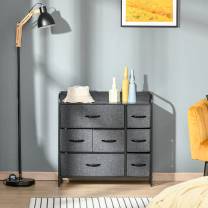 Lizi Fabric And Metal Grey 7 Drawer Foldable Storage Chest