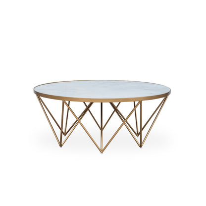 Livorno White Marble Effect Glass and Gold Coffee Table