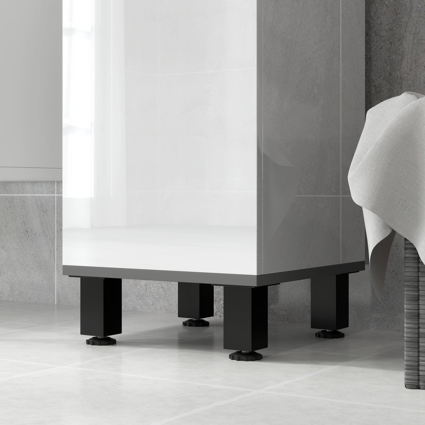 Mael Extra Tall Slim Bathroom Storage Cabinet In White 190cm