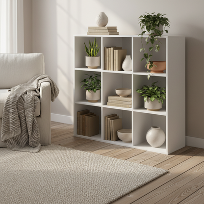 Naleno Wood White 9 Cube Storage Shelving Unit