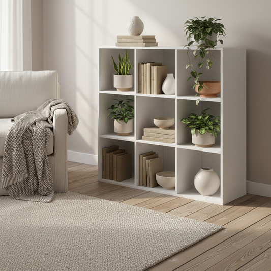 Naleno Wood White 9 Cube Storage Shelving Unit