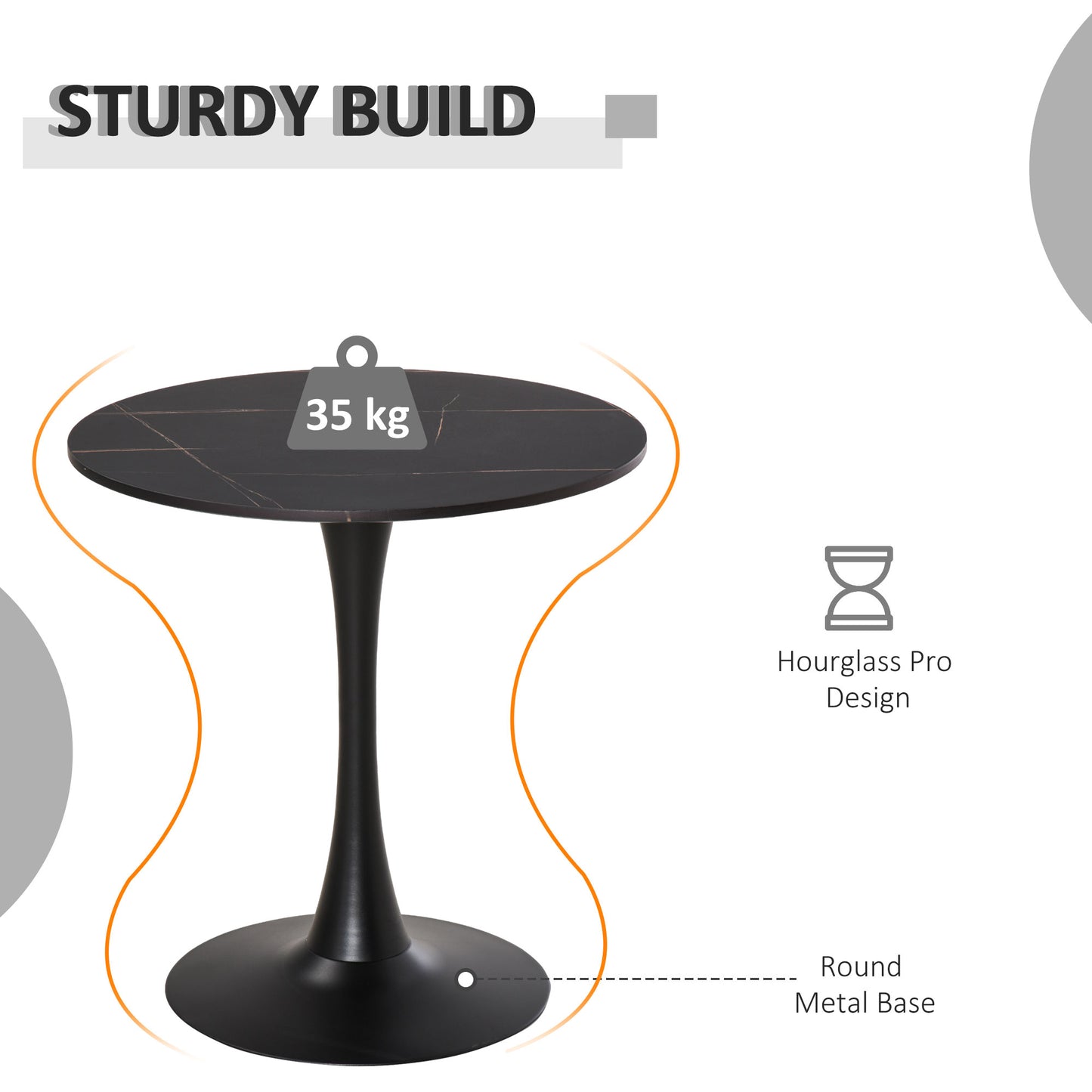 Dira Lina Metal And Wooden Black Round Bistro Dining Table