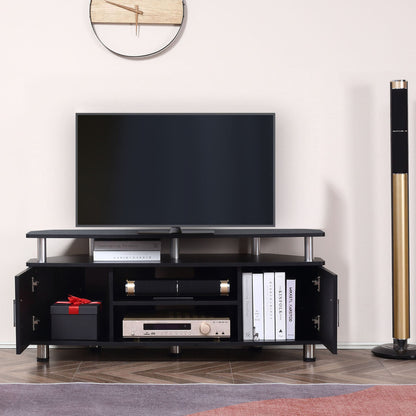 Zisaba Mika 120cm Wooden Black TV Storage Unit For Screens Up To 55 Inches 2 Doors and Shelves