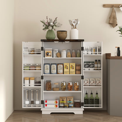 Roka Wooden White Farmhouse Style Multi Storage Cabinet