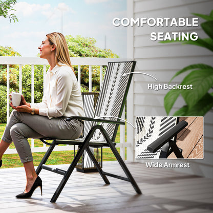 Tatoba Rattan Black Reclining Outdoor Garden Chairs With Adjustable Backrest