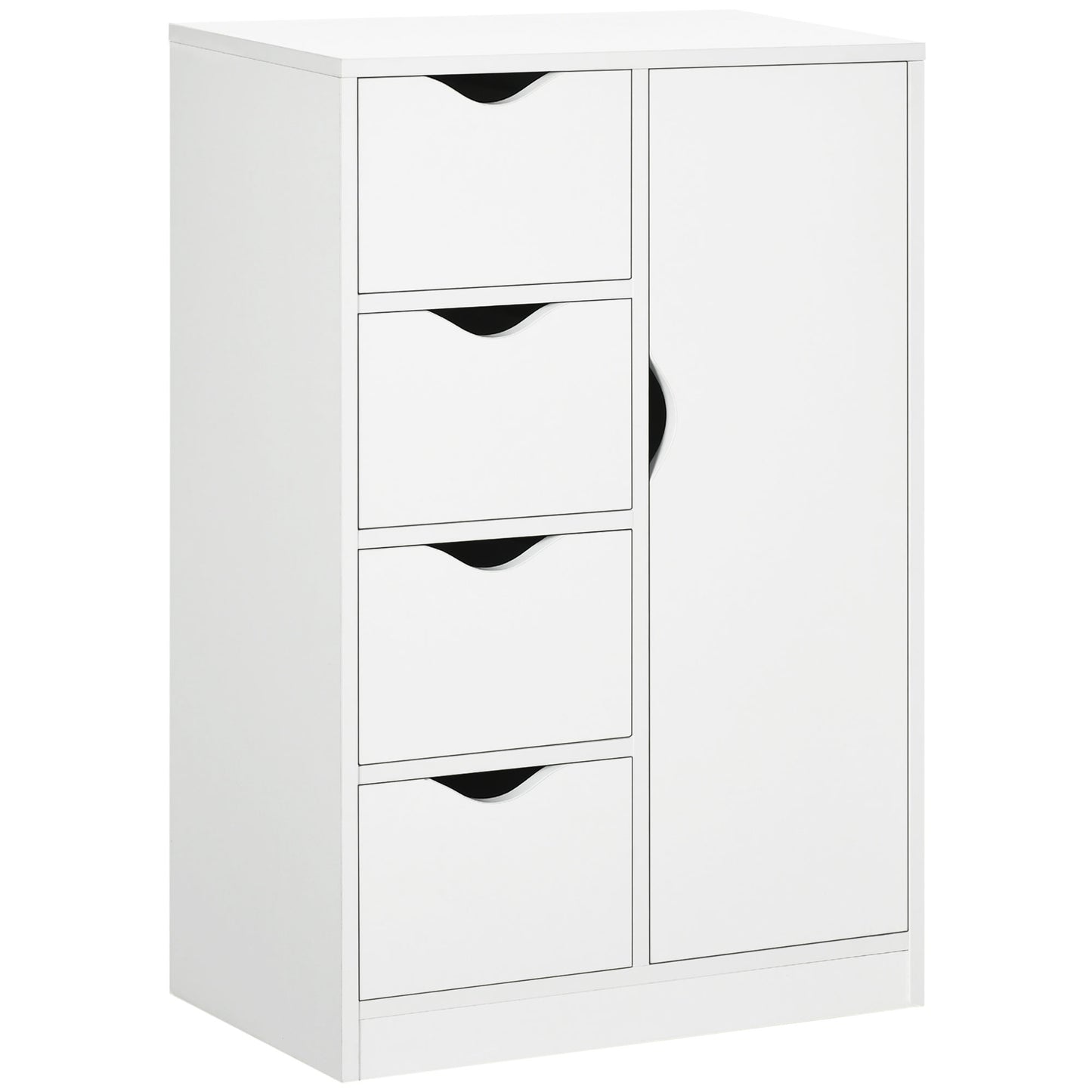 Sopake White Freestanding Storage Cabinet With 4 Drawers And Lower Cupboard