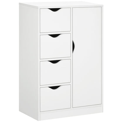 Sopake White Freestanding Storage Cabinet With 4 Drawers And Lower Cupboard