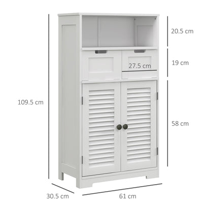 Vikese Dosu 3 Section Bathroom Storage Unit With Shelves Drawers And Cupboard White