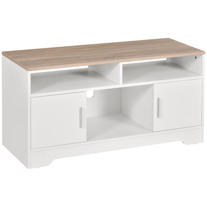 Tadori 105cm Vile Wooden White Modern TV Console 2 Doors and Open Shelves