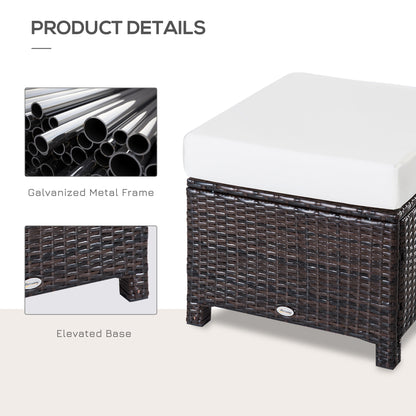 Molo Rattan Brown Square Outdoor Footstool With Padded Cushion