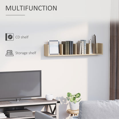Padi Wood Natural Finish Wall Mounted Media Storage Rack With Cube Shelves
