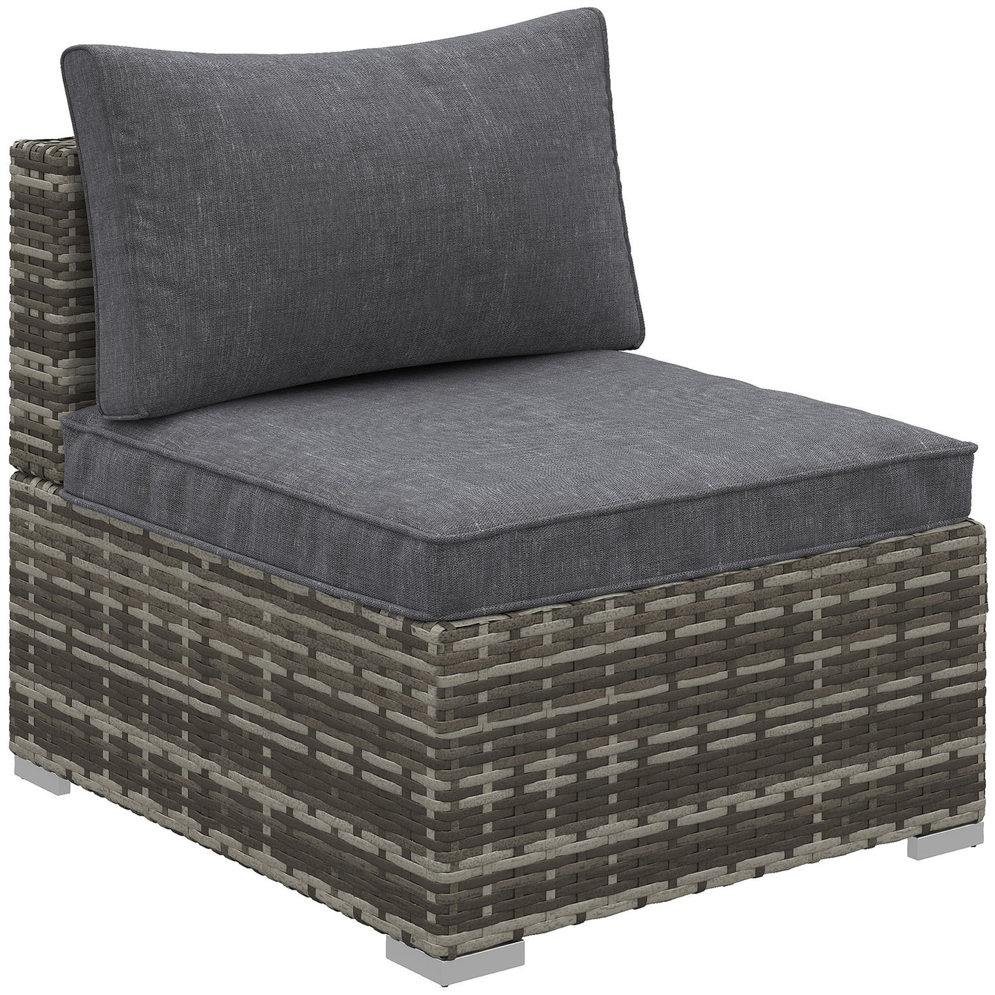 Riva Rattan Deep Grey Armless Outdoor Armchair With Cushions
