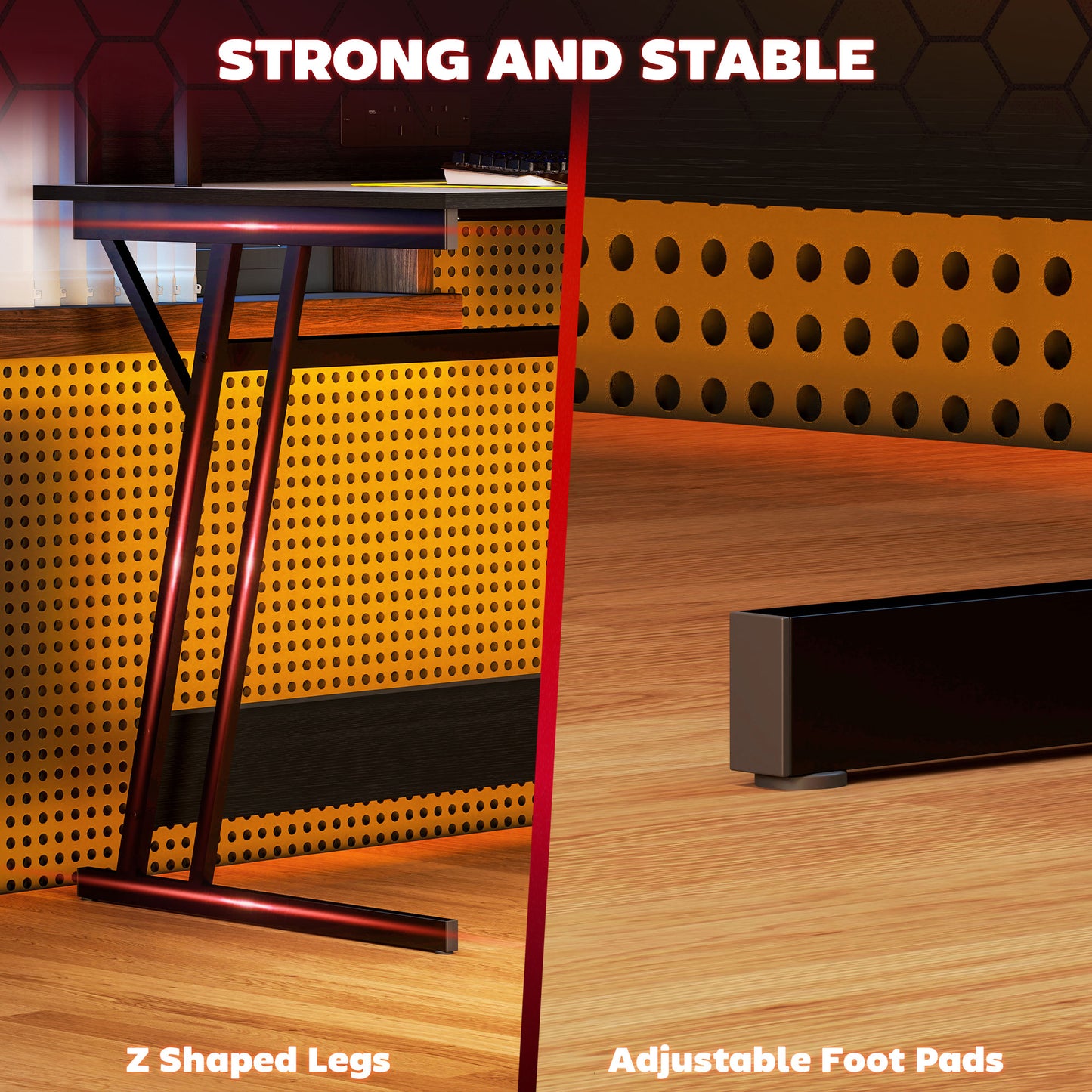 Tovapa 100cm Minimalist Black 2 Level LED Gaming Desk