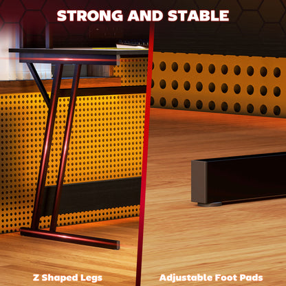 Tovapa 100cm Minimalist Black 2 Level LED Gaming Desk