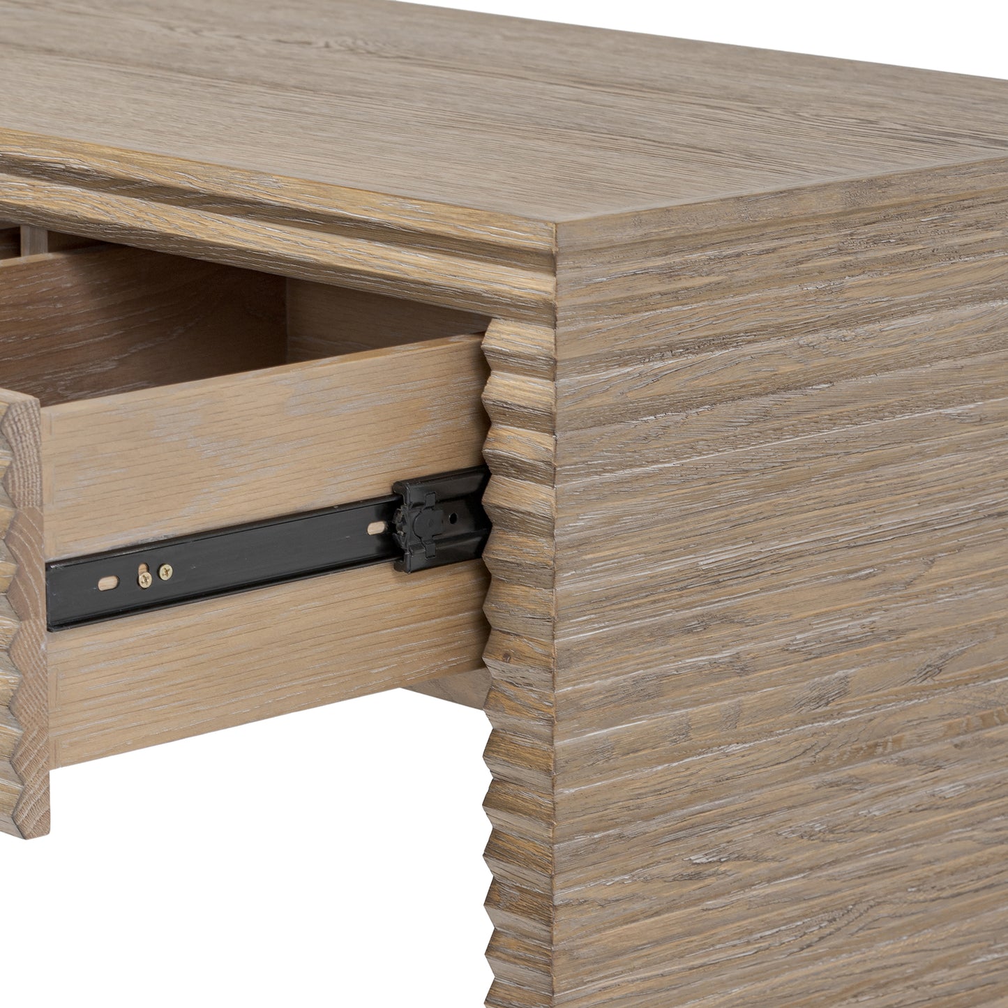 Mandarina Weathered Oak Ribbed Three Drawer Desk